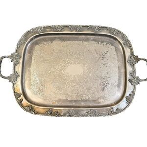 Large Silverplated over Copper Ornate Serving Tray